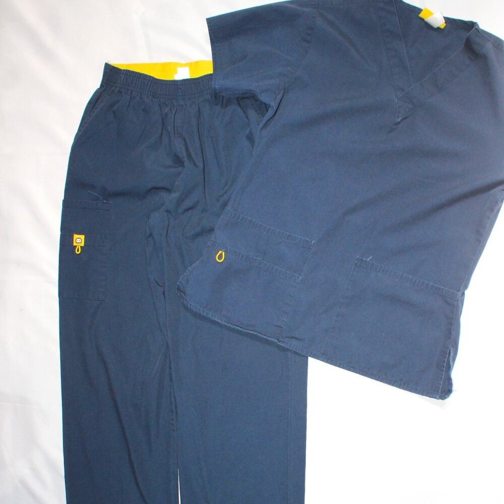 Wonderwink Medical Scrub Set (XS)-Top (S)-Pants Navy Style 5016